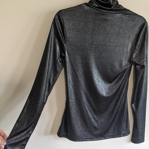 BCBGENERRATION Black metallic turtleneck top - Picture 2 of 11